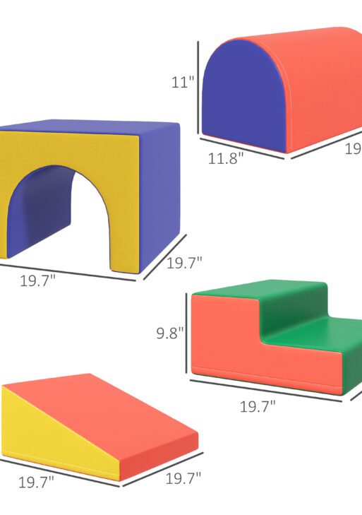 4 Piece Foam Play Set, Soft & Safe Kids Toddlers Children Climbing Set for Crawling or Sliding, Assorted