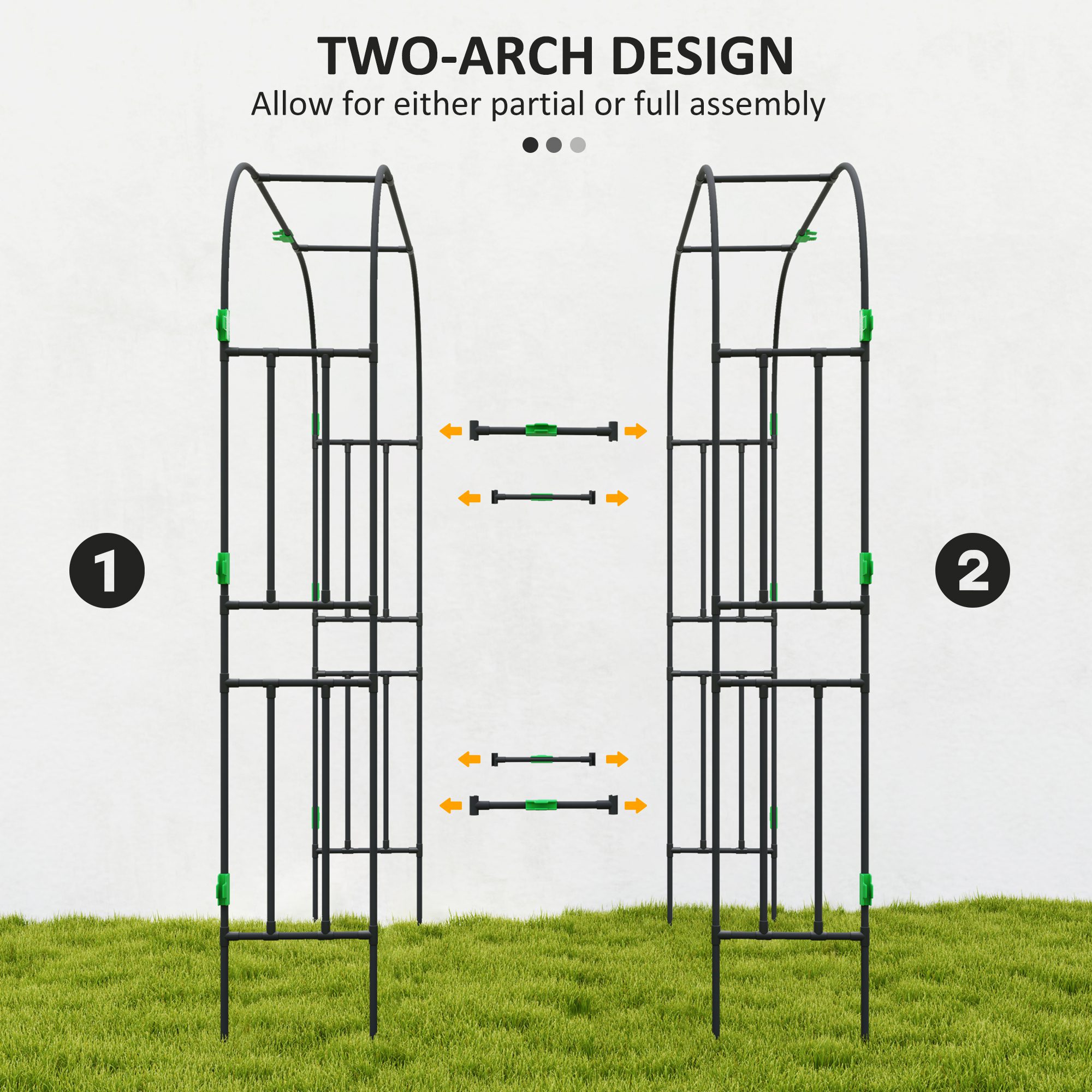 Garden Arch Trellis, 8 FT Tall Metal Plant Trellis Support with Climbing Net, Cucumber Trellis for Climbing Plants - Image 2