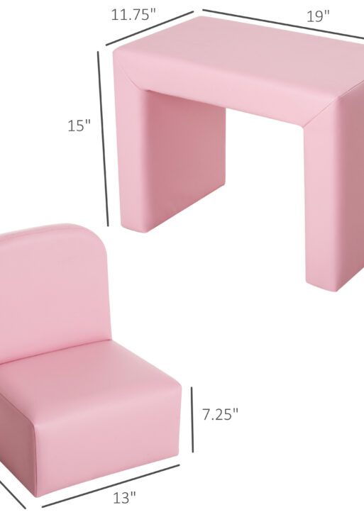 2-in-1 Convertible Table and Chair Set for Boys Girls for Boys Girls, Pink
