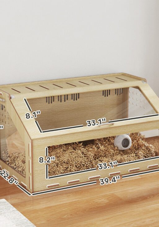 39 inch Hamster Cage Habitat with Acrylic Window & Openable Top for Dwarf Hamster, Gerbil, Guinea Pig, Rat, Oak