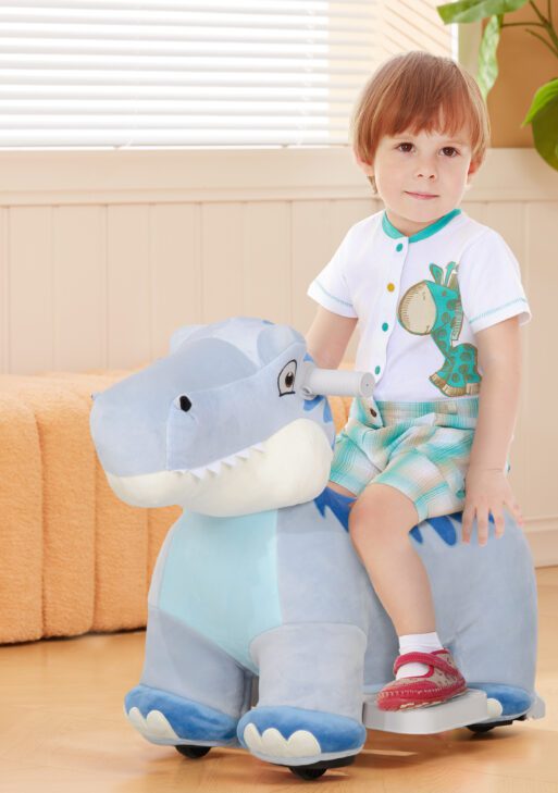 6V Kids Electric Ride on Animal Tyrannosaurus with Music Forward for Aged 18-36 Months, Blue