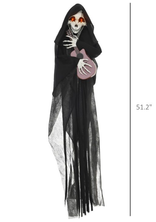 Guitar-Playing Grim Reaper Outdoor Halloween Decoration Animatronic