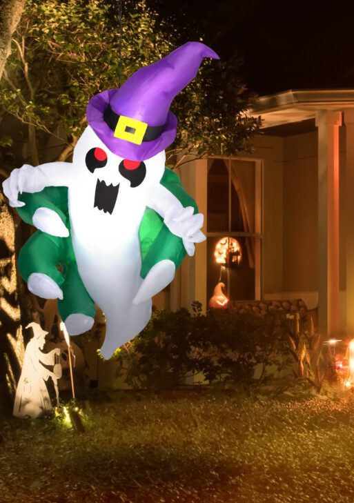 3.9ft Inflatable Halloween Window Sticker Ghost, Blow Up LED Display for Garden Indoor Outdoor