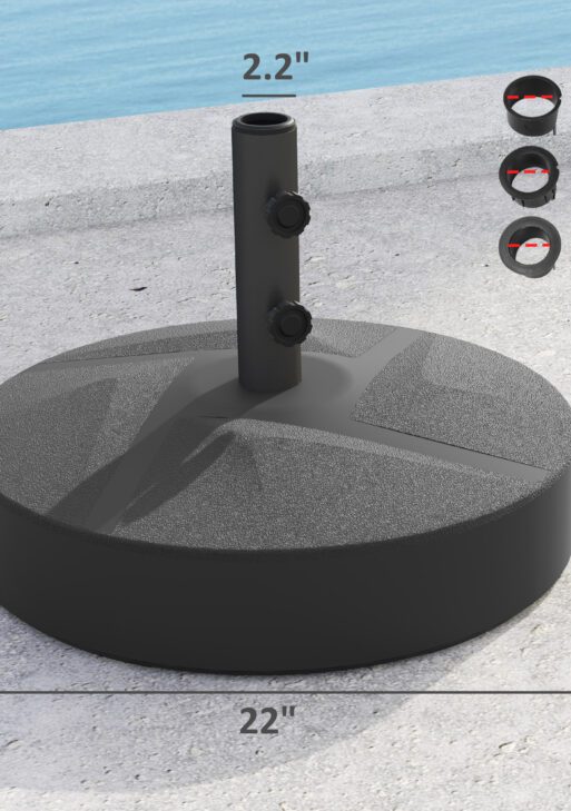 Patio Umbrella Base Holder, Heavy Duty Outdoor Umbrella Stand Base, Filled Up to 66lbs with Stand or 55lbs with Water for Garden, Poolside, Black
