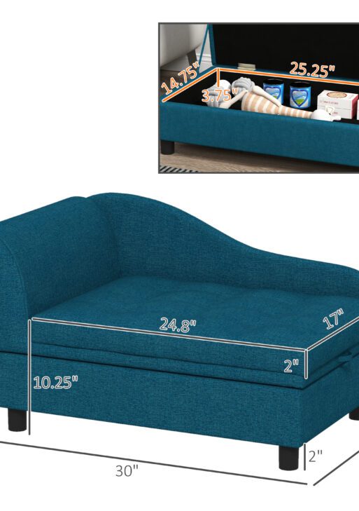 Pet Sofa Dog Sofa for Small Dogs with Storage, Dark Blue