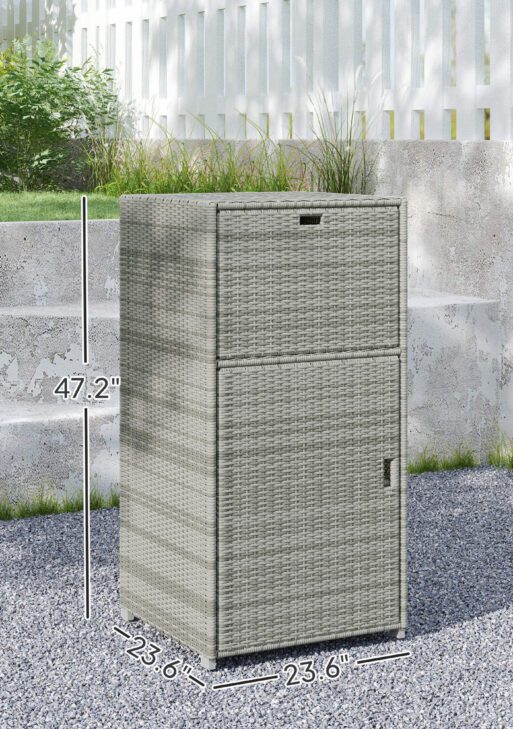 Outdoor Towel Rack for Pool w/ Drawer & Cabinet, Gray