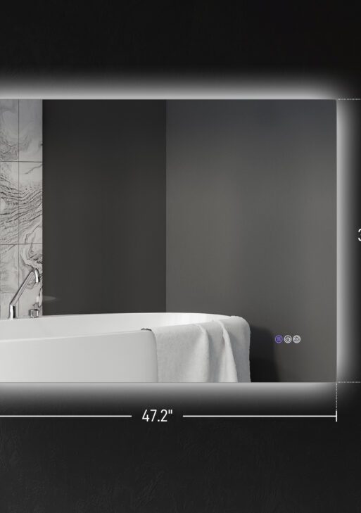 Dimmable Bathroom Mirror with Lights, 37" x 35" Backlit LED Mirror w/ Anti-Fog, Memory & Infinite Color Temperature