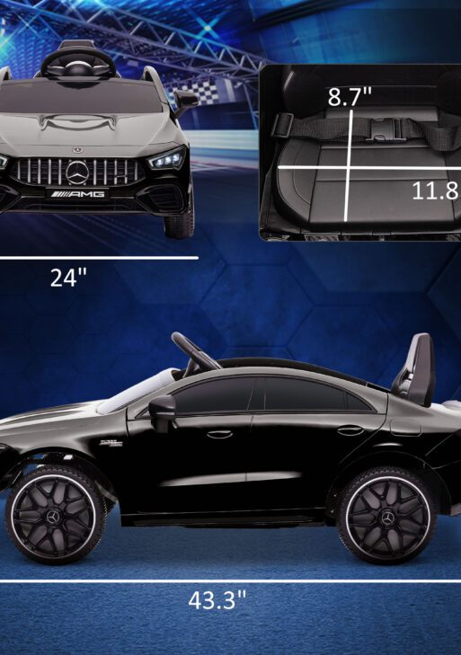 Mercedes-Benz AMG Licensed 12V Kids Ride on Car with Remote Control, Rear Suspension, LED Lights, Music, Black