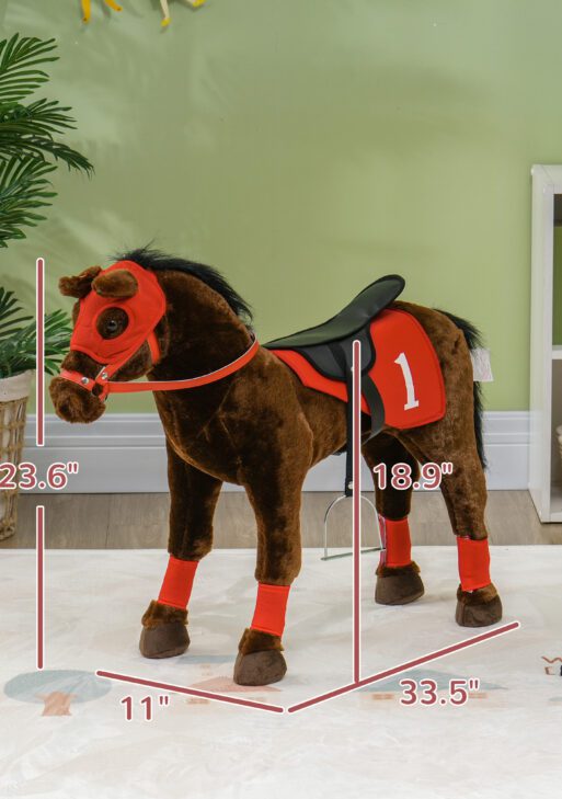 Ride on Horse for Kids 3-8 Years Old w/ Neighing Sound, Saddle & Stirrups