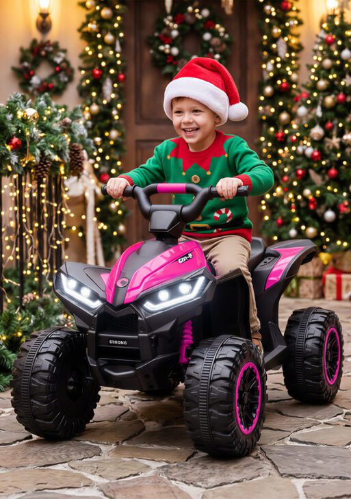12V Kids ATV Quad Car with Forward & Backward Function, Wear-Resistant Wheels, Music, for Toddlers 3-5 Years Old, Pink
