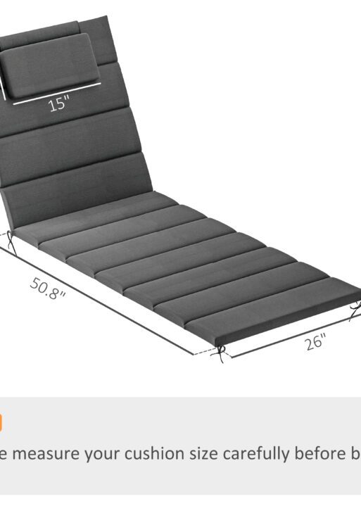 Foldable Chaise Lounge Cushion Set of 2, Outdoor Lounge Chair Cushion Set, UPF50+ 230gsm Olefin, 80" x 26" Dark Gray