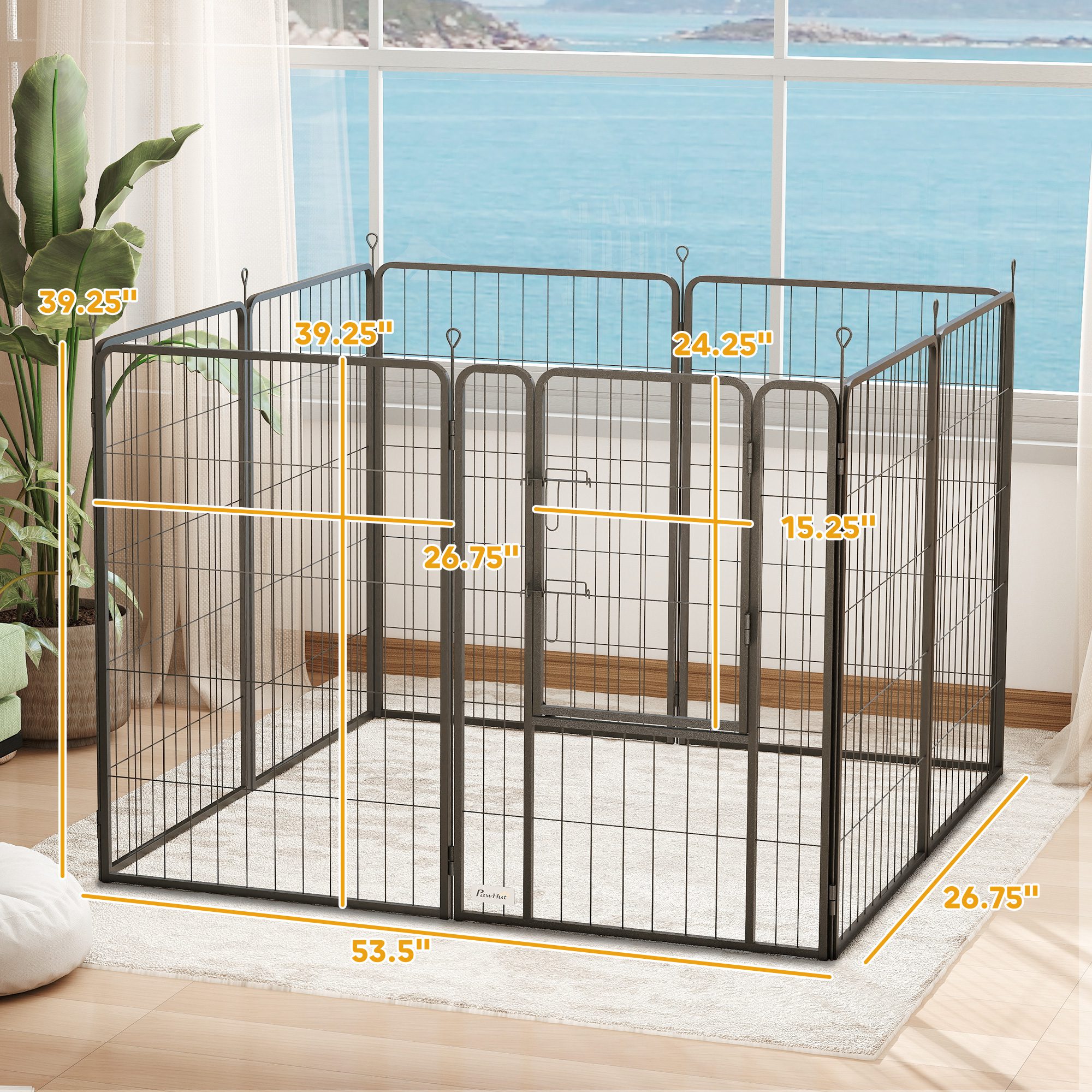 39 Inch Exercise Pen, Heavy Duty Dog Playpen, 8 Panel Metal Pet Fence for Medium and Large Dogs, Black - Image 1