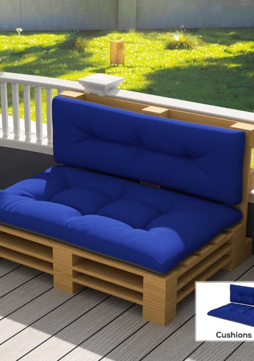 2 Seater Pallet Cushions Outdoor 3.9" Thick Replacement Cushions - Tufted Design for Garden, Patio, Navy Blue