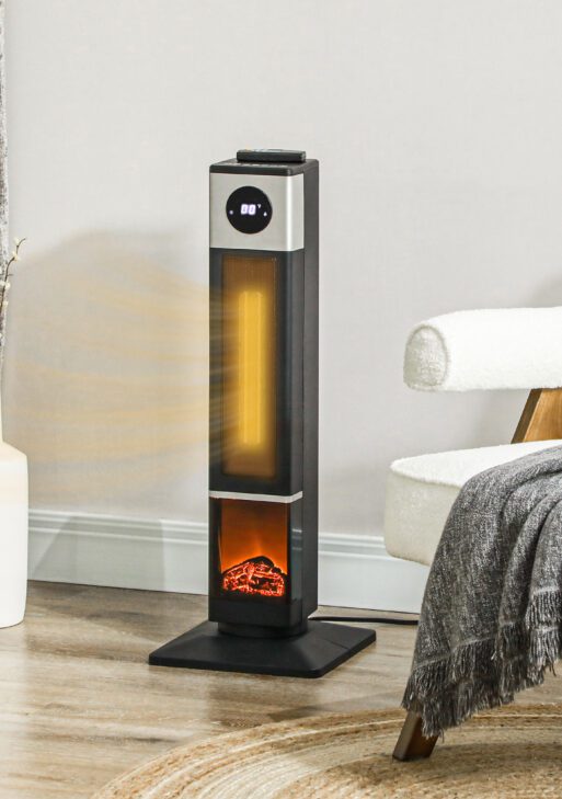 31" Freestanding Electric Heater with Oscillation, Remote Control & 12H Timer for Indoors, 1400W, Black