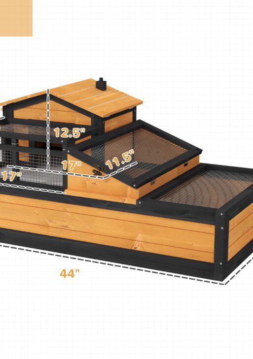 3-Room Tortoise Habitat House w/ Balcony & 2 Stories, 44" x 25.5" x 25", Yellow