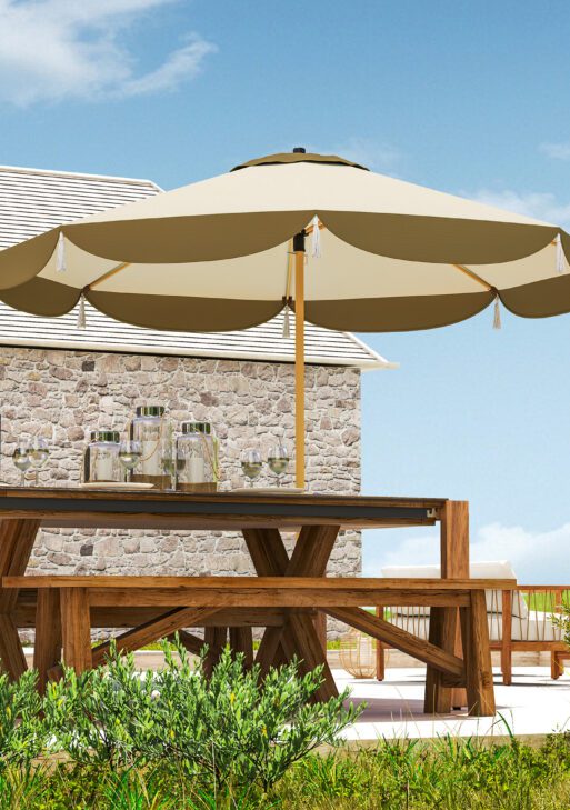 9FT Patio Umbrella, UPF 50+ Outdoor Market Umbrella with 8 Ribs, Vented Outdoor Table Umbrella for Deck, Backyard and Lawn, Cream White