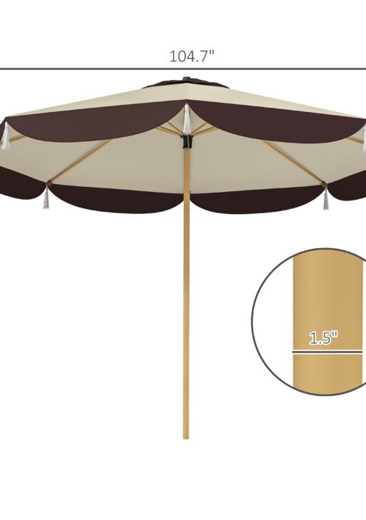 9FT Patio Umbrella, UPF 50+ Outdoor Market Umbrella with 8 Ribs, Vented Outdoor Table Umbrella for Deck, Backyard and Lawn, Beige