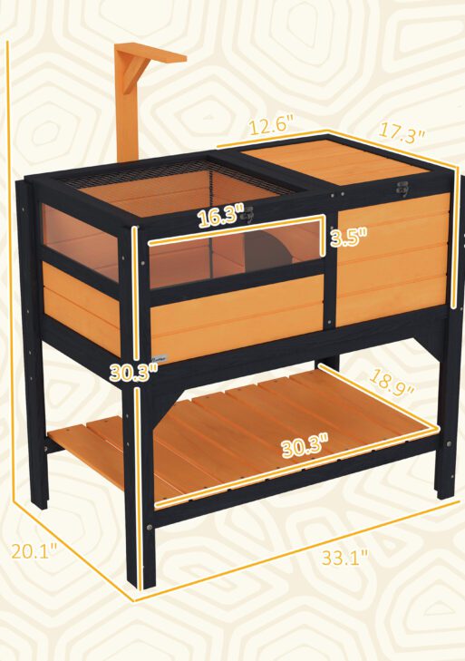 Tortoise Habitat with Shelf Storage Tortoise Gift Accessory with Weather Protection for Indoor, Yellow