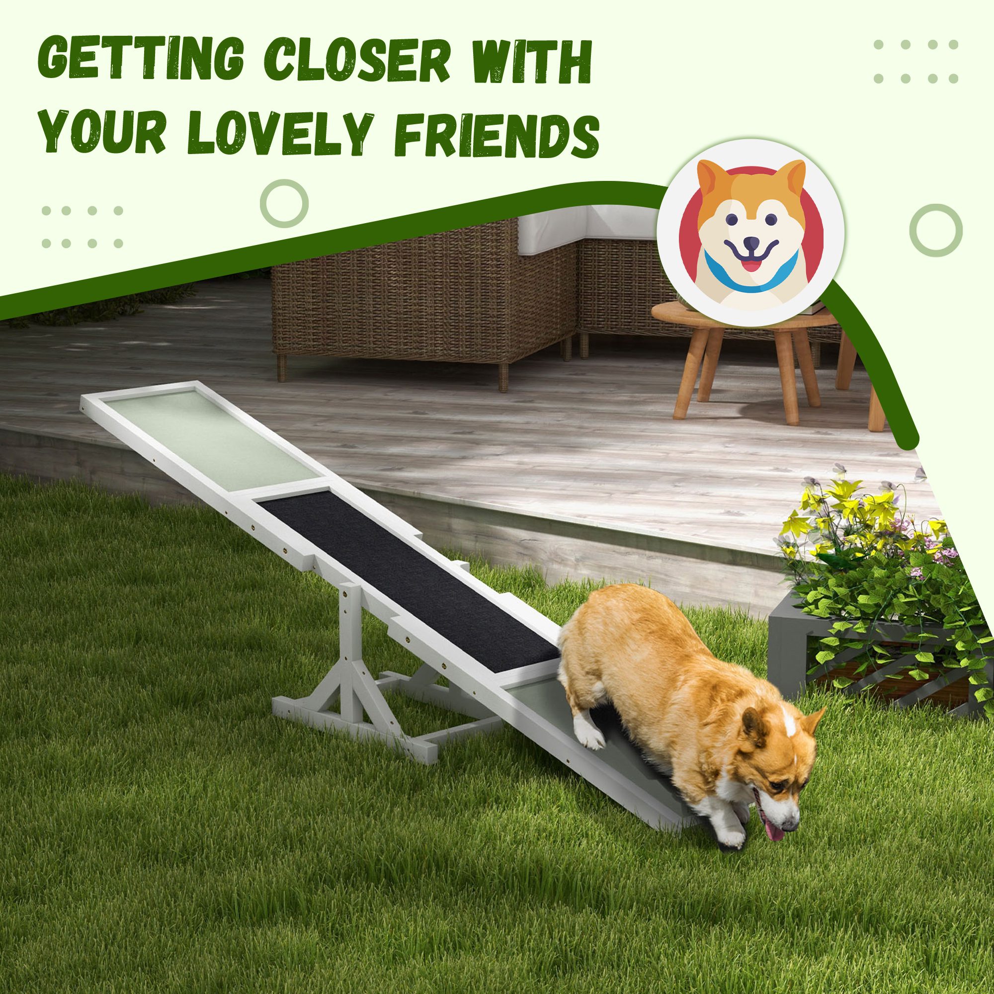 Wooden Dog Agility Seesaw for Training and Exercise, White - Image 4