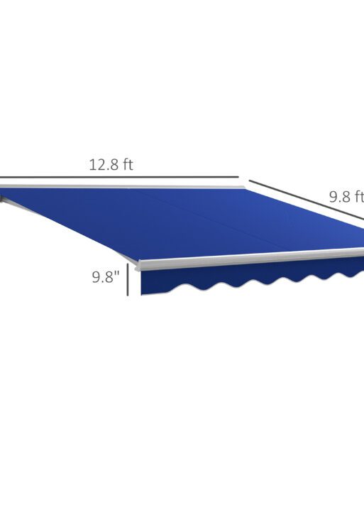 13' x 10' Electric Awning, Retractable Awning with LED Lights and Remote Controller for Door and Window, Blue
