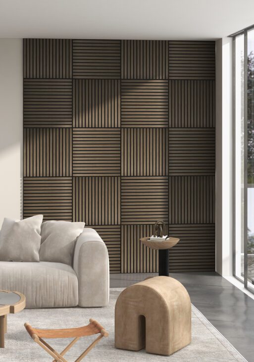 24" x 24" Wood Panels for Wall, 4 Pack Acoustic Panels, Sound Absorbing Slat Wall for Wall Decor, Home, Brown