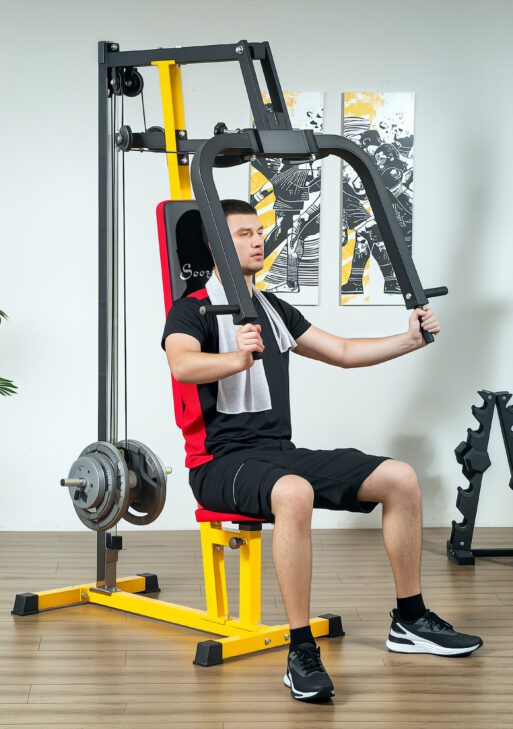 Chest Fly and Chest Press Machine for Back, Pectoral, Rear Deltoid and Shoulder Training, Yellow