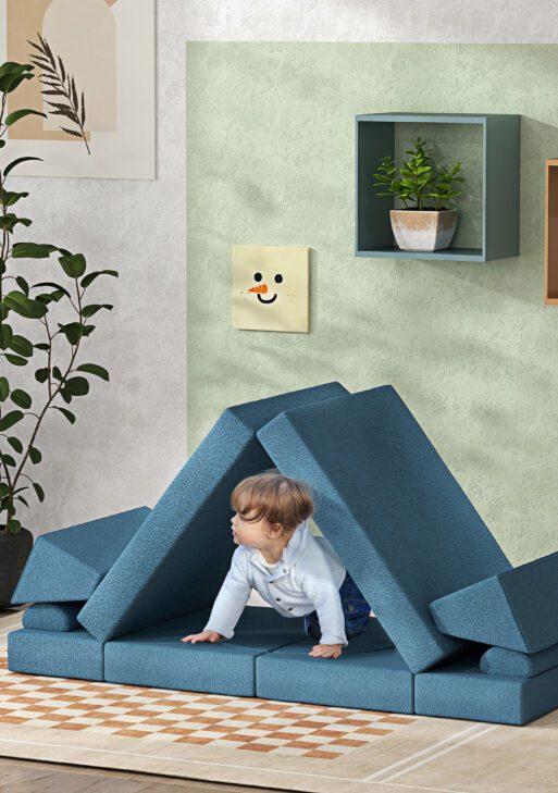 12 Pcs Foam Climbing Blocks for Toddlers, Indoor Soft Play Equipment for Boys and Girls, Blue