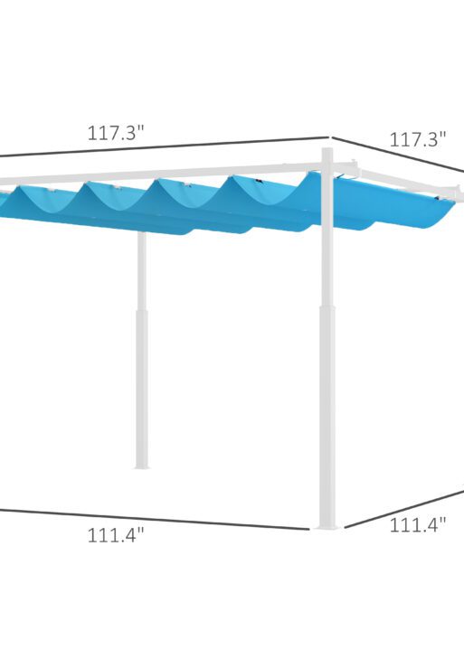 10' x 10' Retractable Pergola Canopy with Magnetic Fixture, UPF30+ Outdoor Pergola, Blue