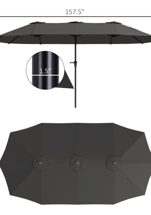 13 ft. Extra Large Patio Umbrella with Easy Crank Handle, Vents for Outdoor, Patio, UPF30+, Dark Gray