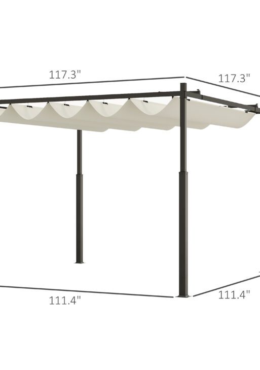 10' x 10' Retractable Pergola Canopy with Magnetic Fixture, UPF30+ Outdoor Pergola, Cream White