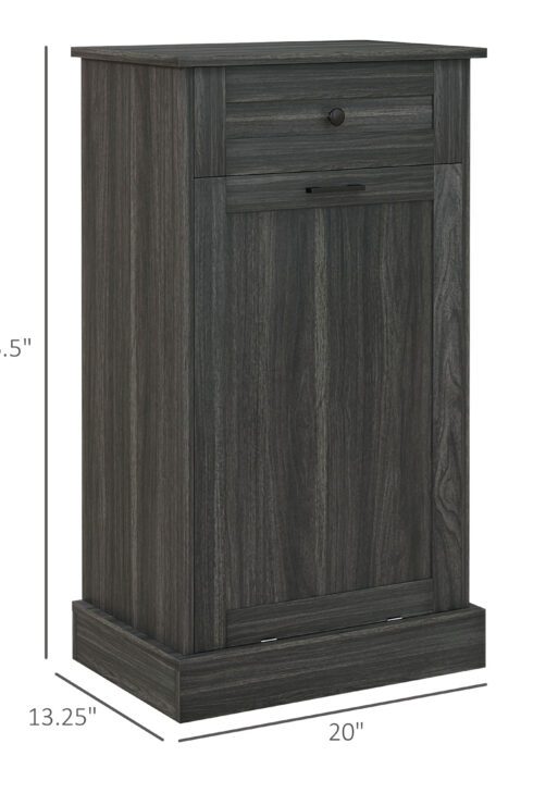 Kitchen Tilt Out Trash Bin Cabinet Free Standing Storage Cabinet with Drawer, Charcoal Gray