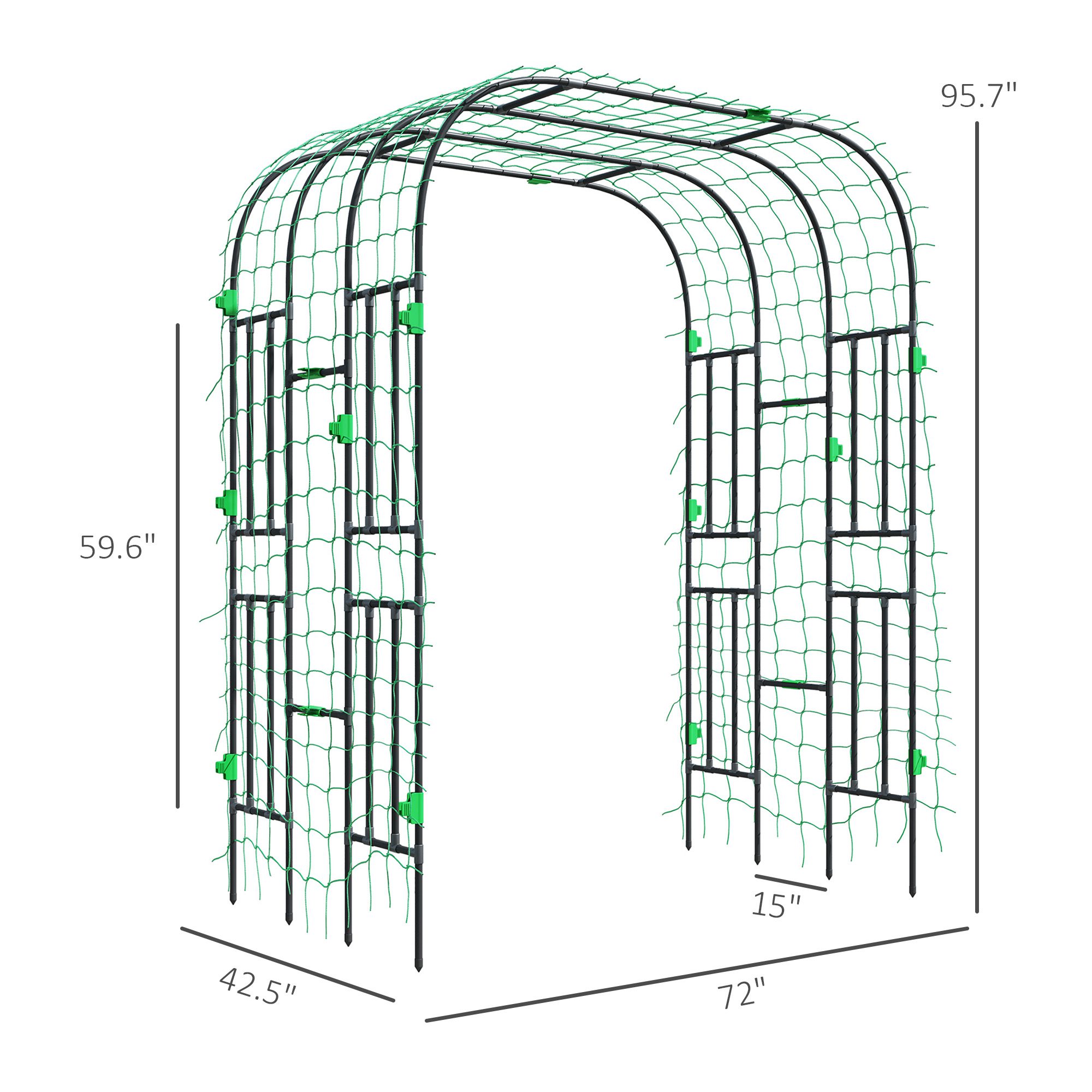Garden Arch Trellis, 8 FT Tall Metal Plant Trellis Support with Climbing Net, Cucumber Trellis for Climbing Plants - Image 1