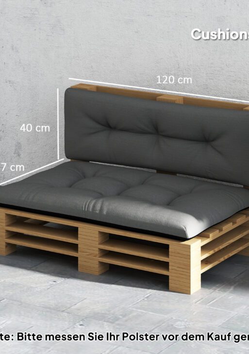 2 Seater Pallet Cushions Outdoor 3.9" Thick Replacement Cushions - Tufted Design for Garden, Patio, Black