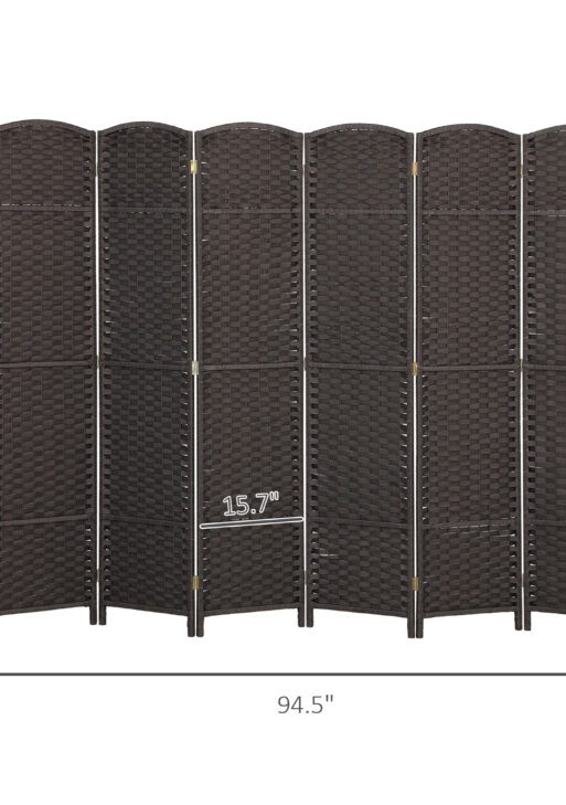 Folding Room Divider Screen 6 Panel 5.6 ' Tall Privacy Screen Freestanding Room Partition for Home Office, Brown