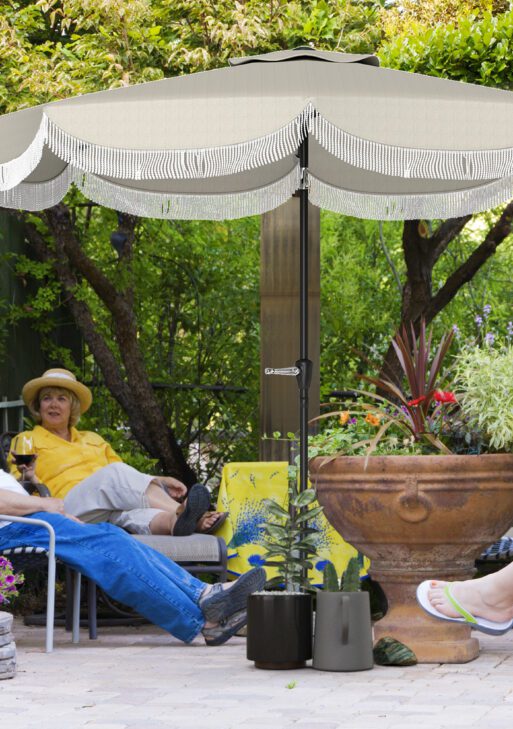 9FT Patio Umbrella, UPF 30+ Outdoor Market Umbrella with Crank, 8 Ribs, Push Button Tilt, Vented Patio Table Umbrella for Deck Backyard Lawn, Light Gray