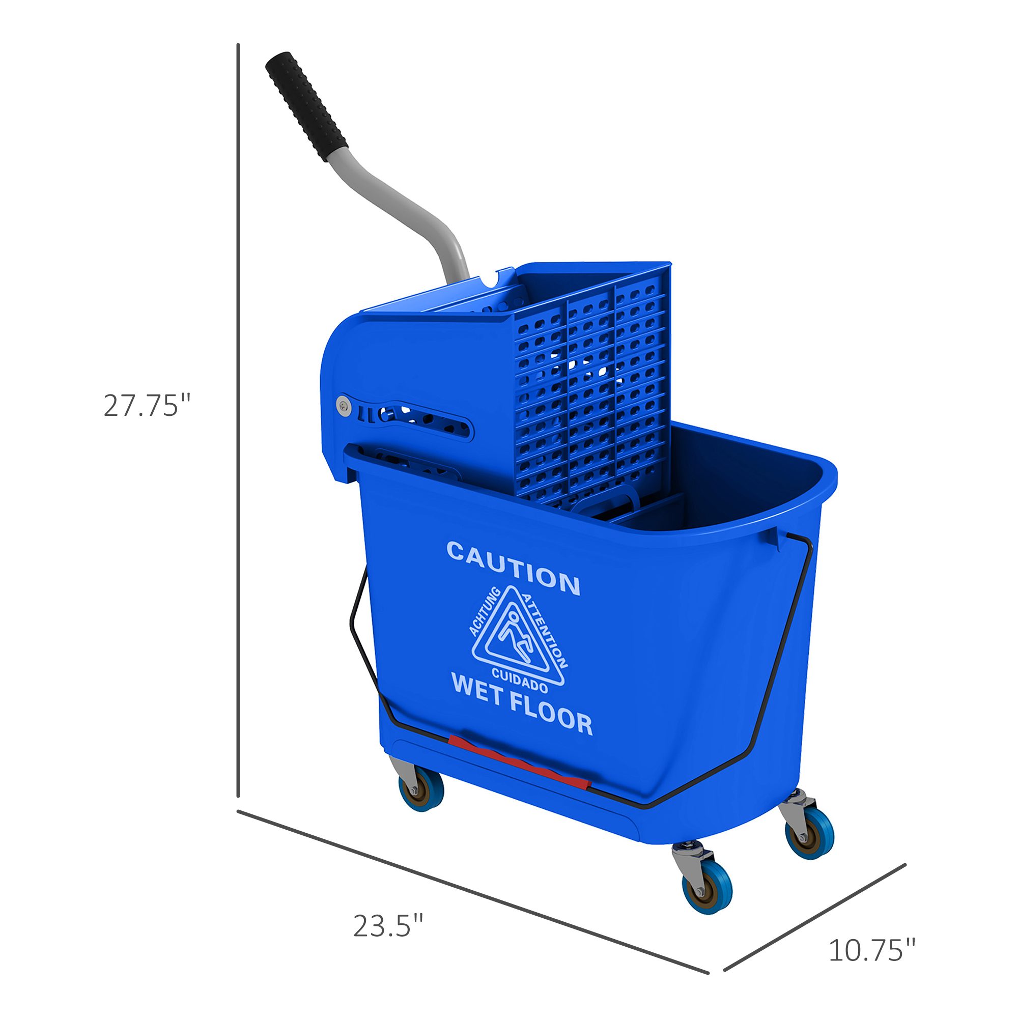 Compact Mop Bucket with Wringer, Mop Bucket on Wheels for Floor Cleaning, 21 Quart, Separate Dirty and Clean Water, Blue - Image 1