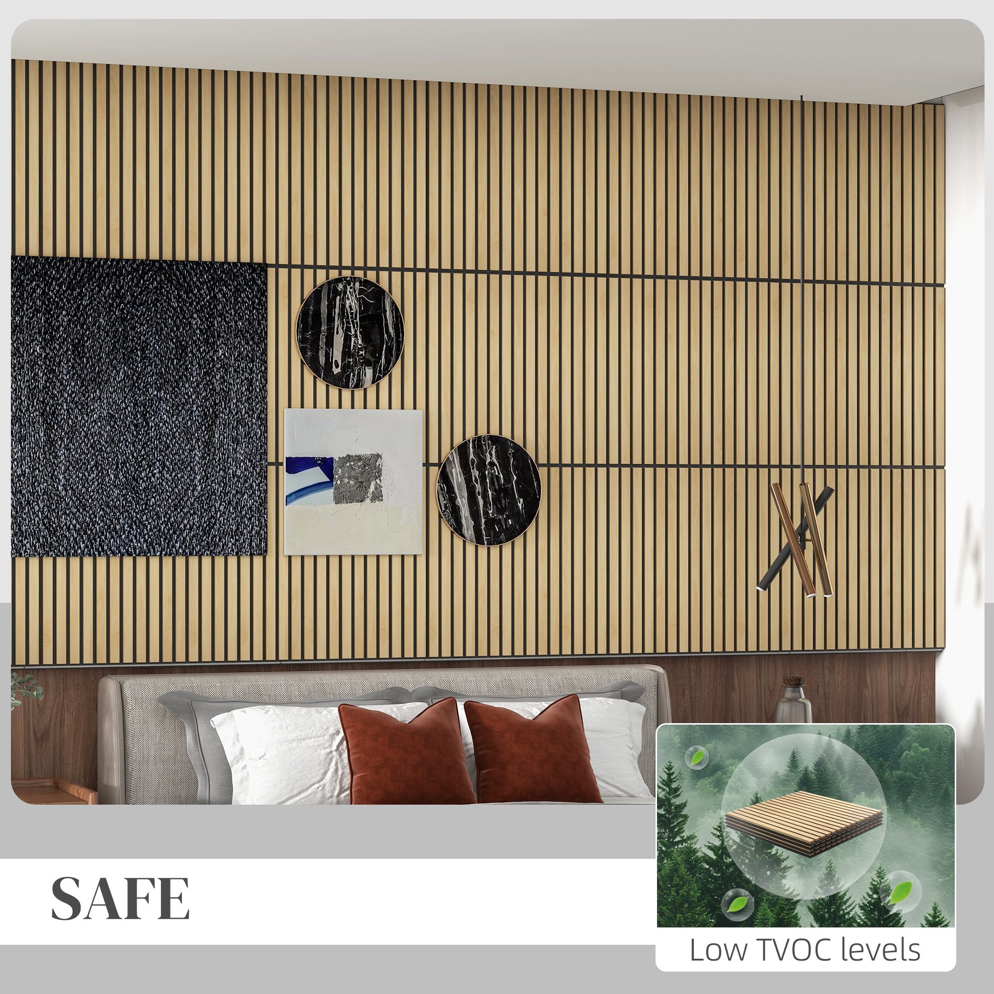 24" x 24" Wood Panels for Wall, 4 Pack Acoustic Panels, Sound Absorbing Slat Wall for Wall Decor, Home, Oak - Image 4