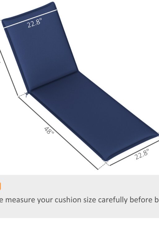 Foldable Chaise Lounge Cushion Set of 2, Outdoor Lounge Chair Cushion Set, UPF50+ 200gsm Fabric, 76" x 23", Navy Blue
