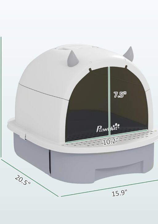 Covered Cat Litter Box with Lid, Scoop, Deodorizing Bags for Odor Control, Privacy, Easy to Clean, Gray