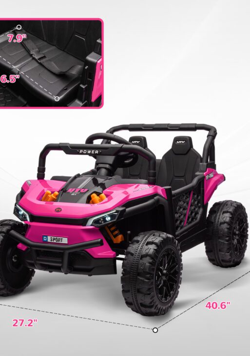 12V Ride On Truck, Battery Powered Electric Car for Kids w/ Remote Control, 4-Wheel Suspension & LED Lights, Pink