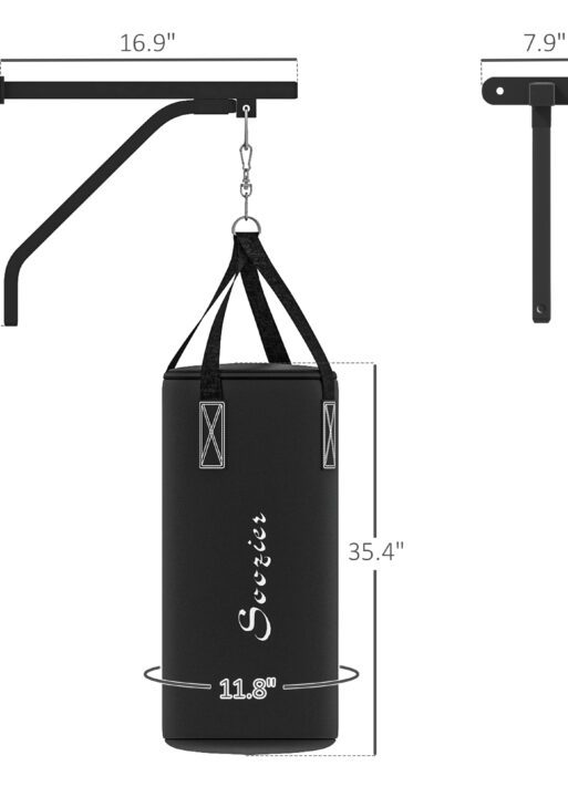 Heavy Bag Wall Mount Set, Unfilled Punching Bag Hanger with Boxing Gloves for Muay Thai and MMA Training