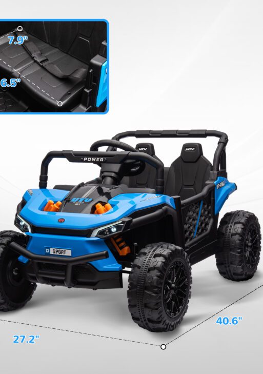 12V Ride On Truck, Battery Powered Electric Car for Kids w/ Remote Control, 4-Wheel Suspension & LED Lights, Blue
