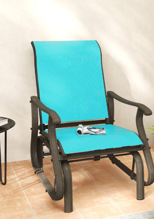 Outdoor Glider Chair Patio Glider Swing Chair with Mesh Seat, Steel Frame for Backyard, Garden, Porch, Blue