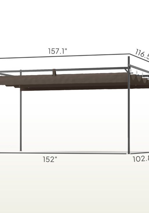 10' x 13' Metal Retractable Pergola Canopy, Outdoor Pergola for Garden, Patio, Backyard, Deck, Brown