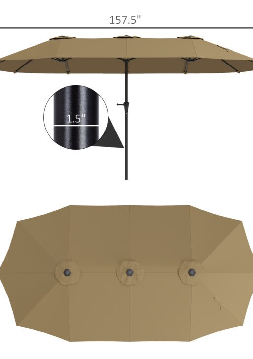 13 ft. Extra Large Patio Umbrella with Easy Crank Handle, Vents for Outdoor, Patio, UPF30+, Coffee
