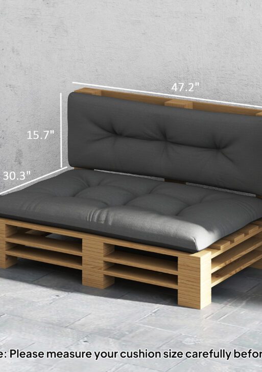 2 Seater Pallet Cushions Outdoor 3.9" Thick Replacement Cushions - Tufted Design for Garden, Patio, Dark Gray