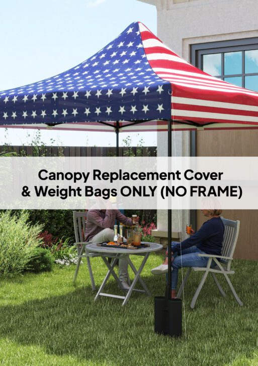 10' x 10' Replacement Canopy Top for Pop Up Canopy Tent with 4 Sand Bags, UPF50+ Protection, American Flag