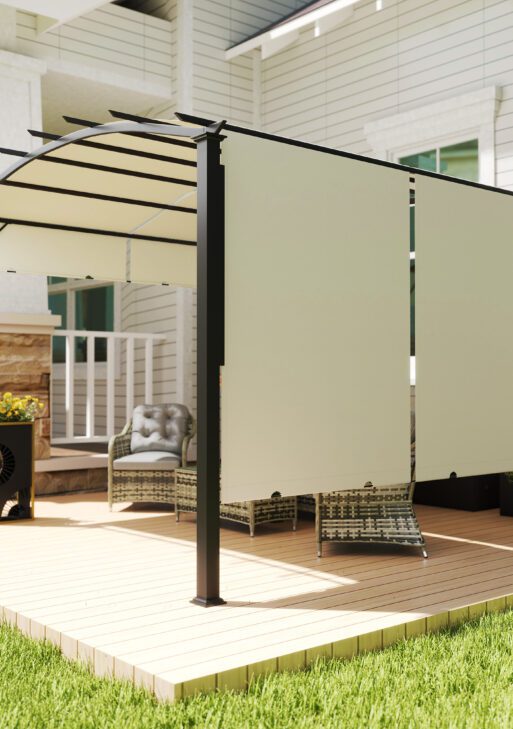 11' x 11' Outdoor Retractable Pergola Canopy for Backyard, Beige