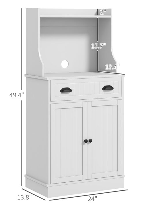 Kitchen Microwave Cabinet with Drawer, Cabinet and Adjustable Shelf, Buffet Cabinet with Hutch for Dining Room, White