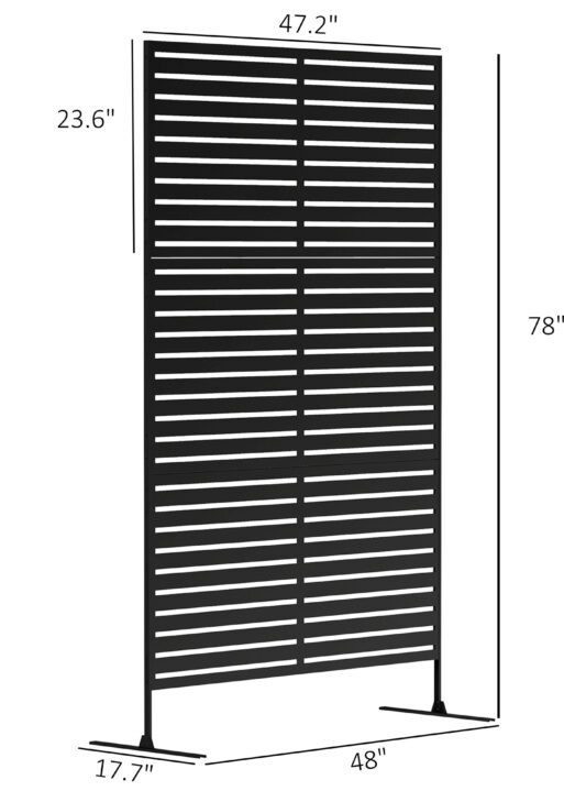 Decorative Privacy Fence Screen, Metal Outdoor Privacy Screen Climbing Plant Trellis with Stand, 78" H x 48" W, Black